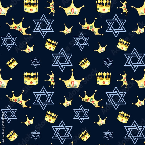 Obraz Happy Purim seamless pattern hand drawn background.
