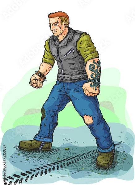 Fototapeta Biker in Leather Vest Vector