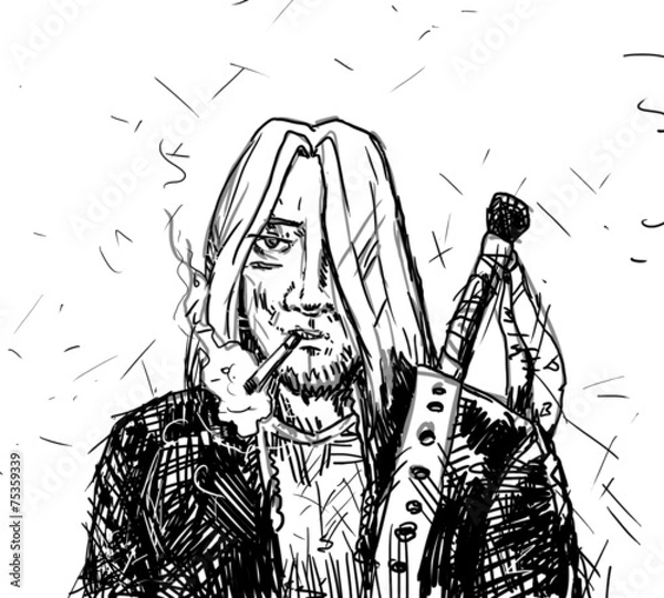 Fototapeta Rock and Roll man in Black Jacket