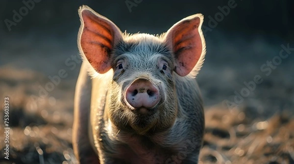 Obraz a cinematic and Dramatic portrait image for pig