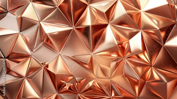 Fototapeta Immersive Ultra HD Copper Triangle Back Wall in Cinema Quality, 3D Rendering created with Generative AI technology