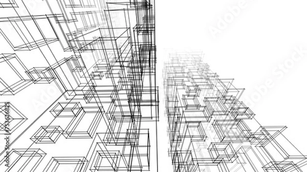 Fototapeta modern architecture 3d illustration