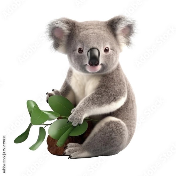 Obraz cute koala looking isolated on white.