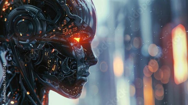 Fototapeta Human artificial inteligence data cyber security	