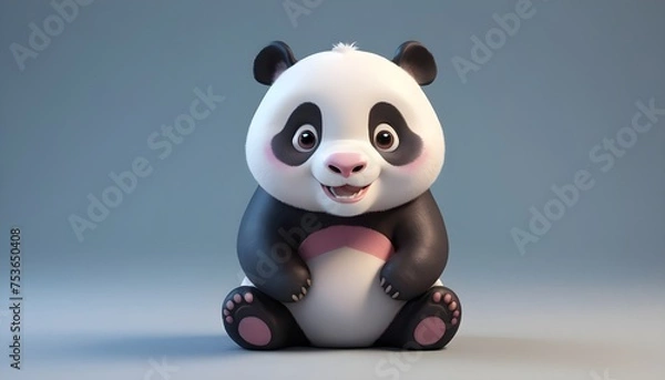 Fototapeta Small, cute, and smiling panda.