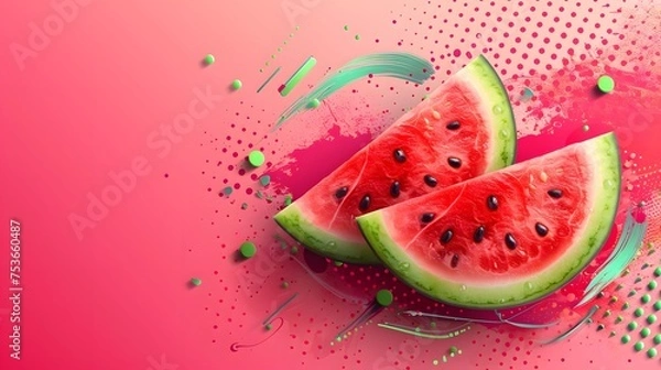Fototapeta Vibrant Delight: Multilayered Watermelon Slice in Summer