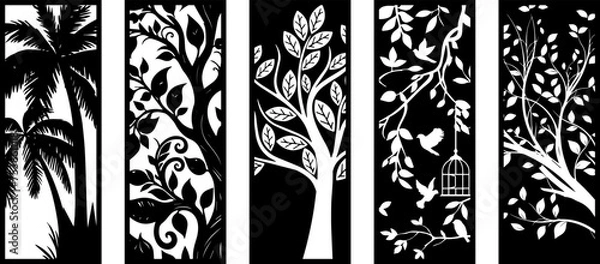 Fototapeta Decorative wall panels set, pattern with abstract