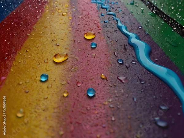 Obraz water drops on red background