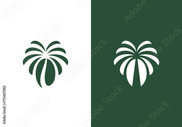 Fototapeta creative coffee bean with palm tree logo symbol design