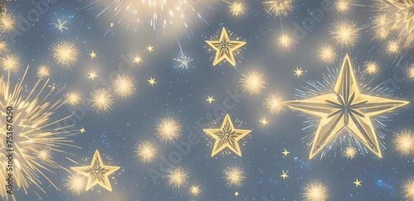 Fototapeta Fancy glamorous starry sky pattern on muted blue background. AI generative.