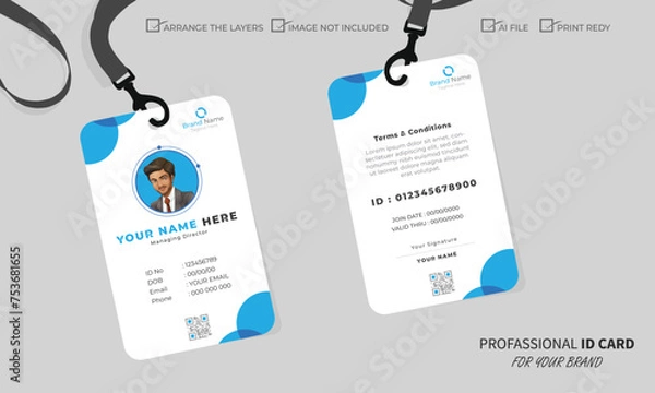 Obraz Clean and Modern Editable ID Card Design