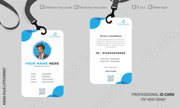 Obraz Clean and Modern Editable ID Card Design