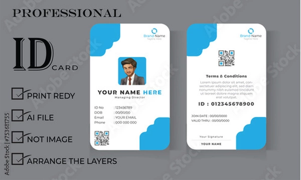 Obraz Clean and Modern Editable ID Card Design