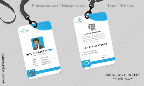 Obraz Clean and Modern Editable ID Card Design