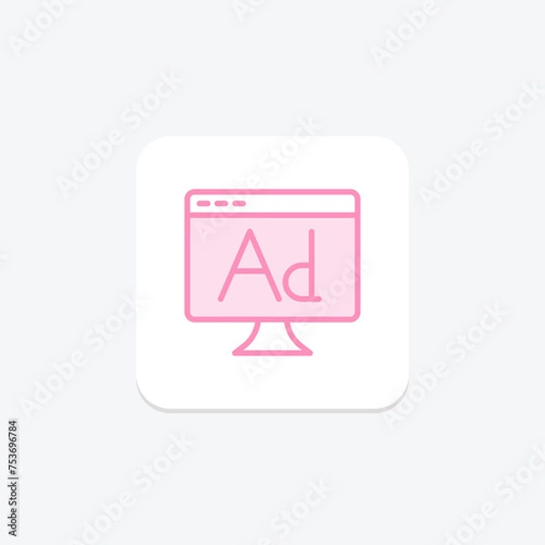 Fototapeta Banner Ad icon, ad, advertising, online, digital duotone line icon, editable vector icon, pixel perfect, illustrator ai file