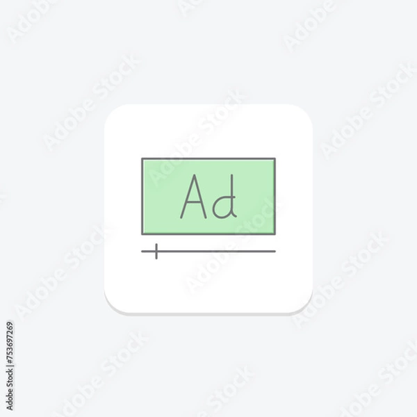 Fototapeta Ad Placement icon, placement, advertising, online, digital lineal color icon, editable vector icon, pixel perfect, illustrator ai file