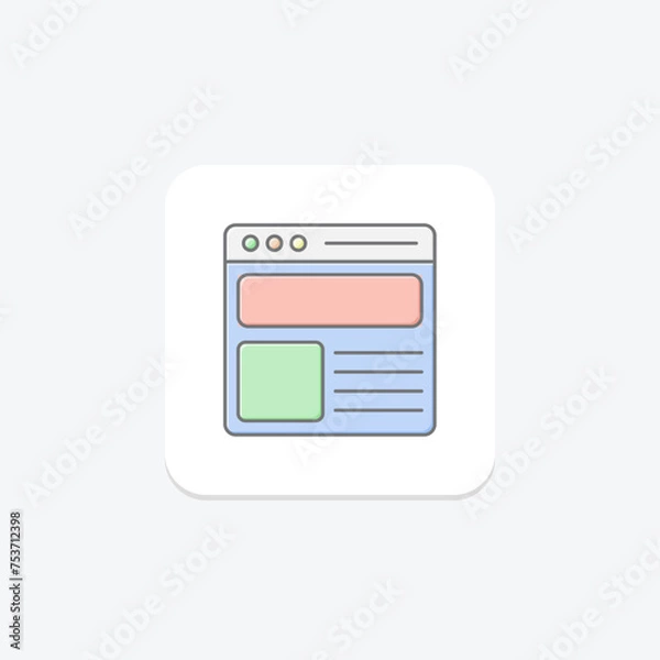 Obraz Wireframing icon, design, user, experience, interface lineal color icon, editable vector icon, pixel perfect, illustrator ai file