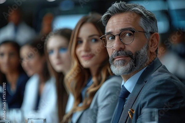 Fototapeta A team of skilled plastic surgeons discussing the plan for a complex reconstructive surgery, emphasizing collaboration and expertise.