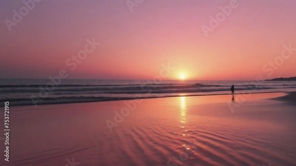 Obraz Red sunset on the beach