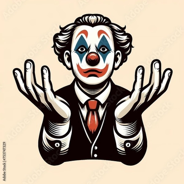 Obraz 呆然と手を広げるピエロ