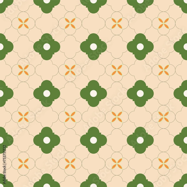 Fototapeta Vector beige seamless pattern background: Folio Trellis.