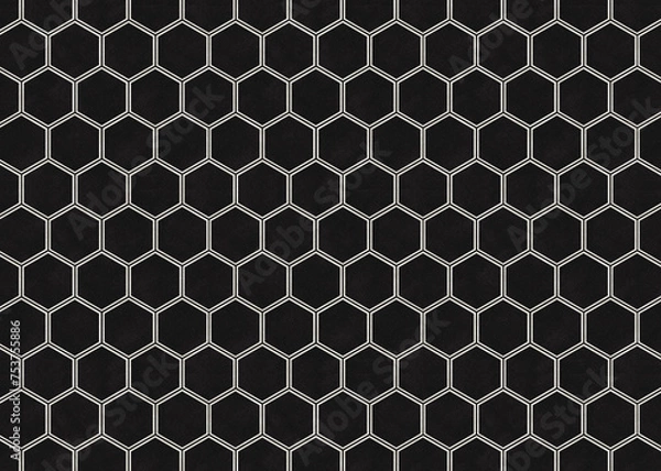 Obraz 黒の和紙素材の亀甲テクスチャ