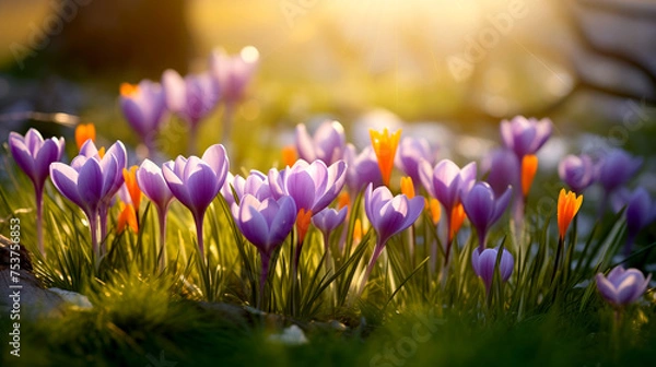 Fototapeta Spring crocus flowers