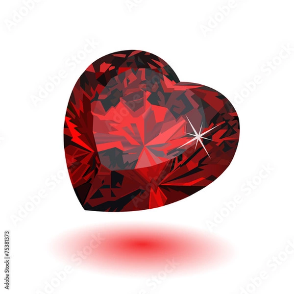 Obraz precious ruby red heart on a white background