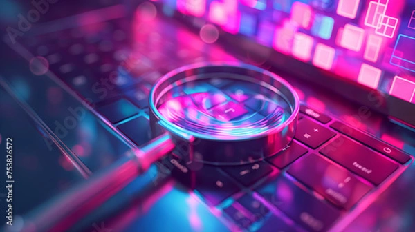 Obraz Cybersecurity Magnifying Analysis on Laptop