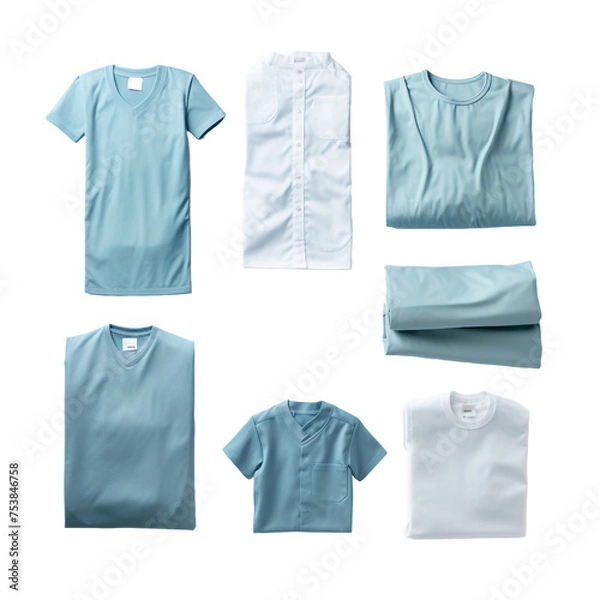Fototapeta Top down view of medical clothing isolated on transparent background