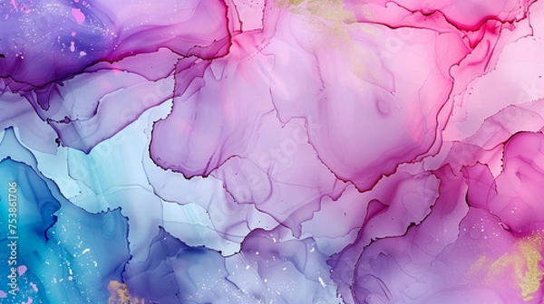 Fototapeta Purple marble art background. Light vector texture. Gold gradient watercolor, vector seamless template