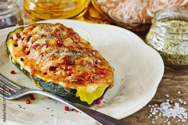 Obraz stuffed zucchini with cheese