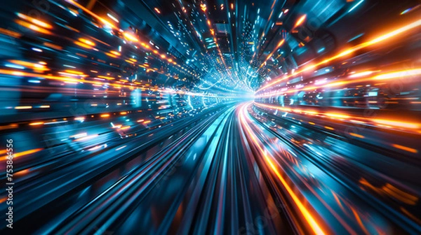 Fototapeta Speed of Light, A Journey Through Time and Space, Where Technology Meets the Horizon