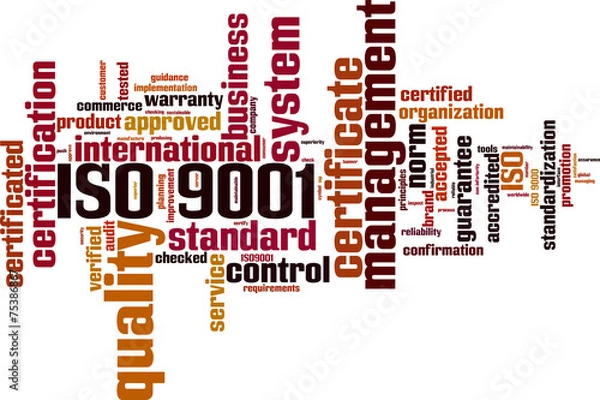 Obraz ISO 9001 word cloud concept. Vector illustration