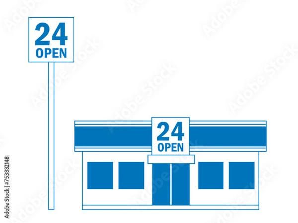 Fototapeta 住宅・コンビニ至近のアイコン　不動産・建設・マンション向けピクトグラム　シンボル