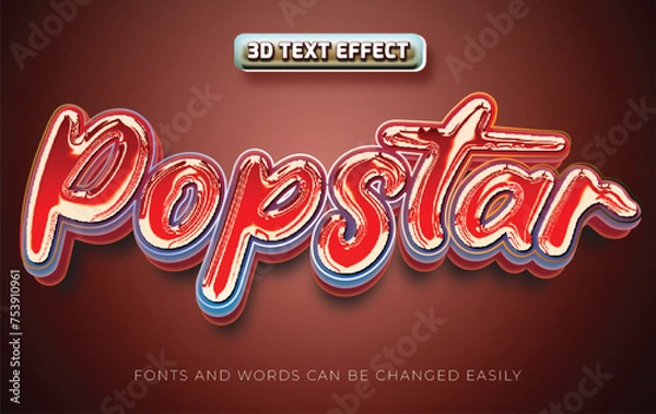 Obraz Popstar red 3d editable text effect style