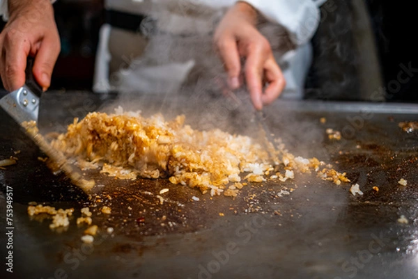 Fototapeta 【#料理】鉄板焼で作るガーリックライス