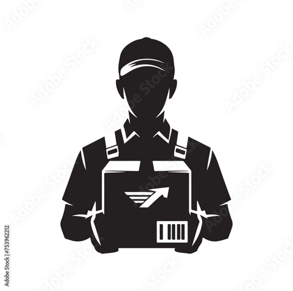 Obraz Delivery man silhouette  vector illustration set