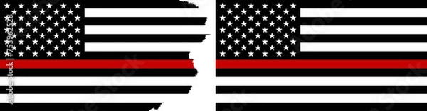 Obraz Fireman flags with thin red line vector. Standard flag and with torn edges