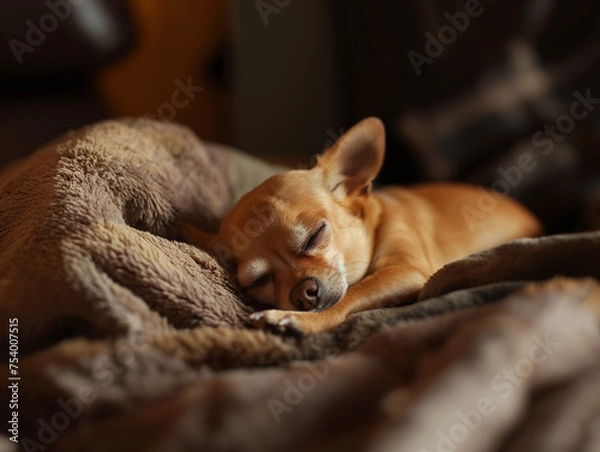 Obraz 잠자는 갈색 단모 치와와