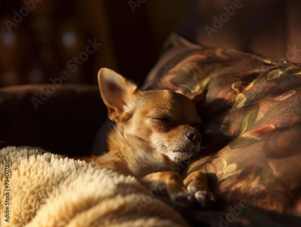 Obraz 잠자는 갈색 단모 치와와