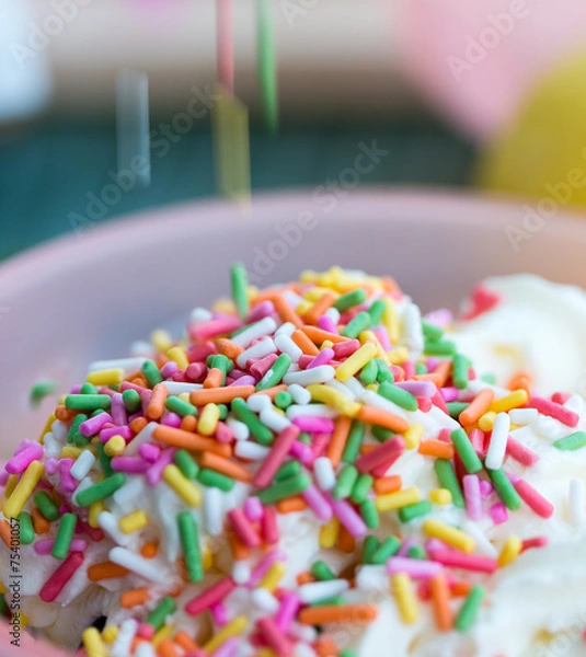 Fototapeta Ice Cream Means Sprinkles Topping And Color