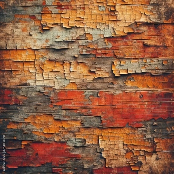 Fototapeta Old damaged rustic painted wood texture