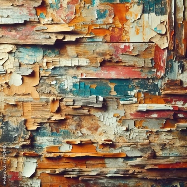 Fototapeta Old damaged rustic painted wood texture