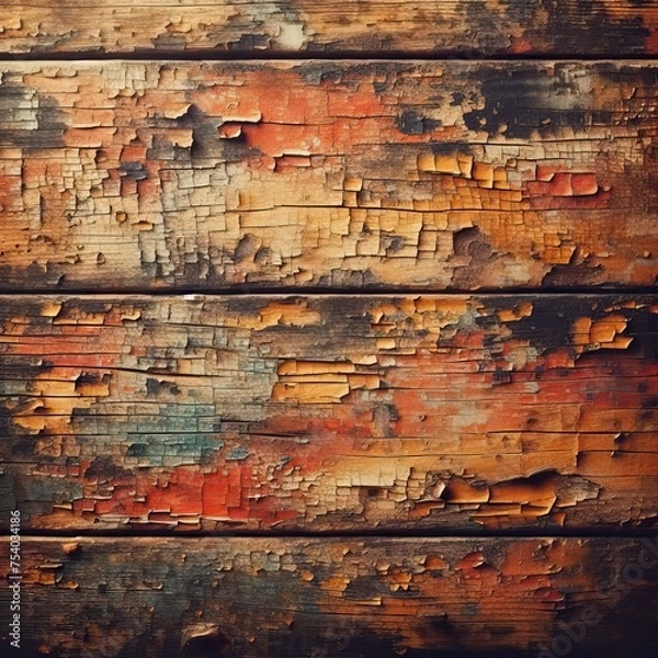 Fototapeta Old damaged rustic painted wood texture