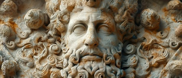 Fototapeta Mythical image of God on the walls of the temple. Generated AI