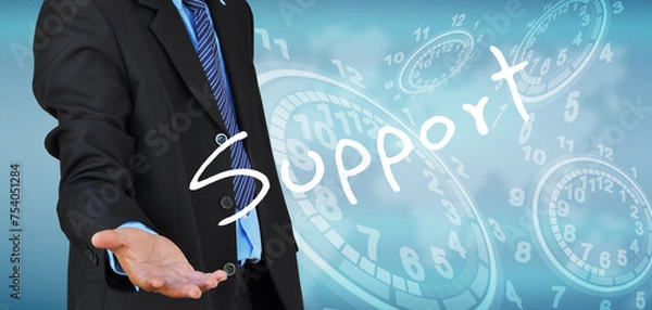 Fototapeta businessman hand holding on a touch screen interface