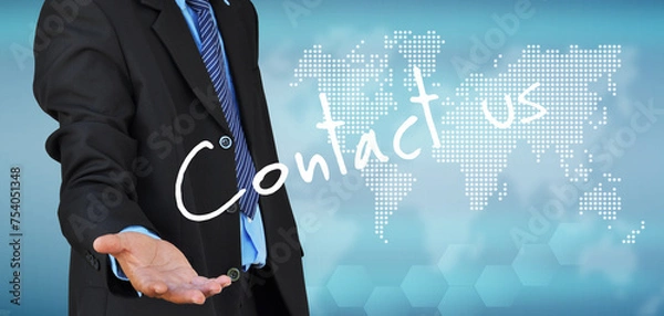 Fototapeta businessman hand holding on a touch screen interface