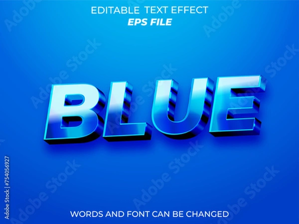 Fototapeta blue text effect, font editable, typography, 3d text. vector template