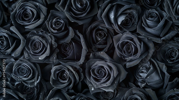 Obraz Black roses background top view